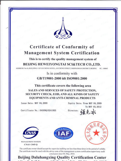China Beijing Heweiyongtai Sci &amp; Tech Co., Ltd. Certificações